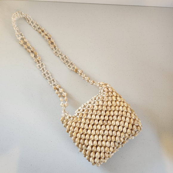 Vintage Cowrie Shell Seashell Crossbody Bag Purse Crossbody Boho 1970s 70s Beach - Picture 5 of 9